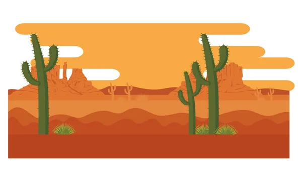 Με κάκτο τοπίο της ερήμου — Διανυσματικό Αρχείο