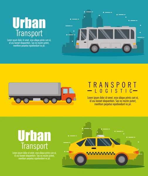 Transportlogistisches Set Fahrzeuge — Stockvektor