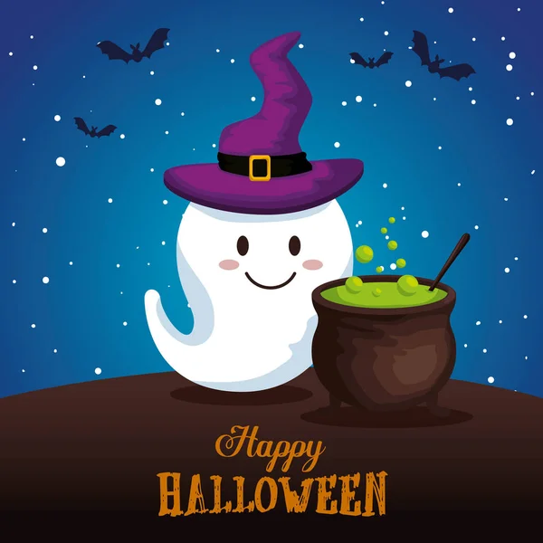 Joyeux Halloween carte avec gosth — Image vectorielle