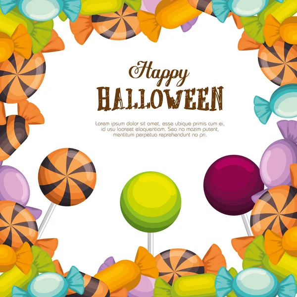 Carte d'Halloween heureux avec des bonbons — Image vectorielle