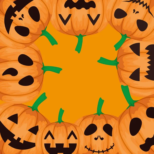 Carte de Halloween fericit cu model dovleci — Vector de stoc