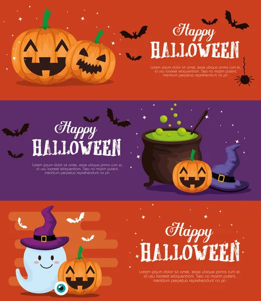 Heureux jeux de cartes halloween — Image vectorielle