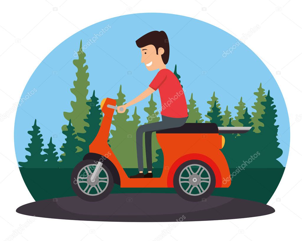 motorcycle vehicle with driver in the road scene