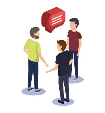 Grup insanların çalışması ile konuşma balonu