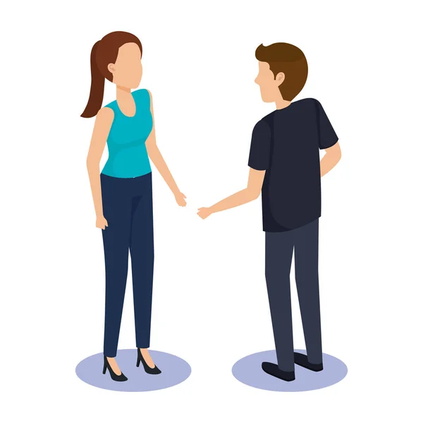 Couple talking avatars characters — Stock Vector