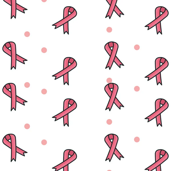 Ribbons pink breast cancer pattern — Stock Vector