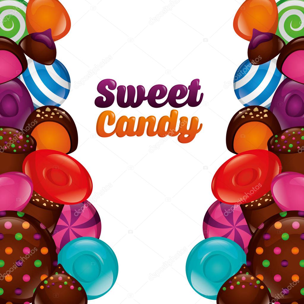 sweet candy cookies cake alminds chocolate chips vector illustration
