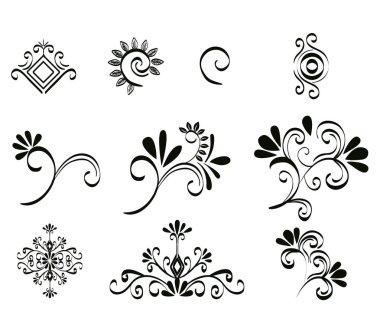 Victoria ve çiçek tek renkli Icons set