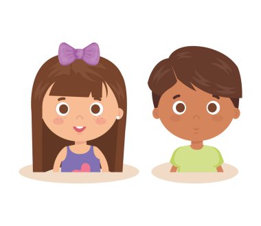 Çift küçük karakter çocuklar