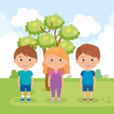 Grup içinde park karakterleri küçük çocuk