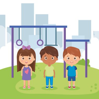 Grup içinde park karakterleri küçük çocuk