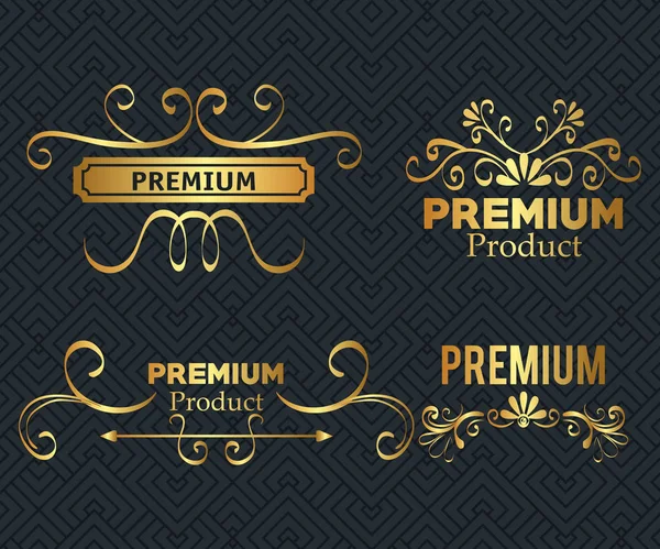 Set marcos dorados de calidad premium — Archivo Imágenes Vectoriales