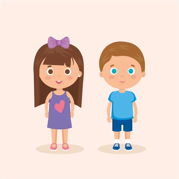 Çift küçük karakter çocuklar — Stok Vektör