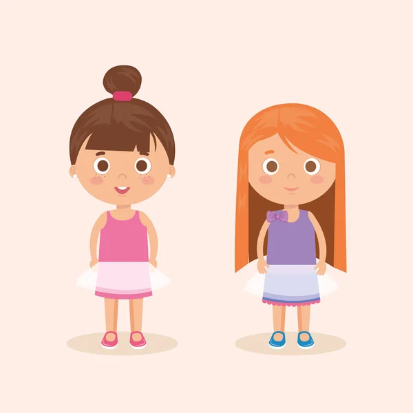Par små flickor tecken — Stock vektor