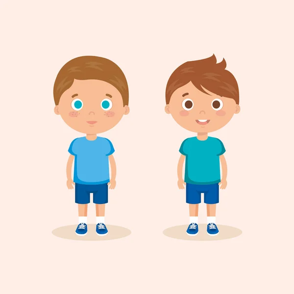 Pareja de niños pequeños personajes — Vector de stock