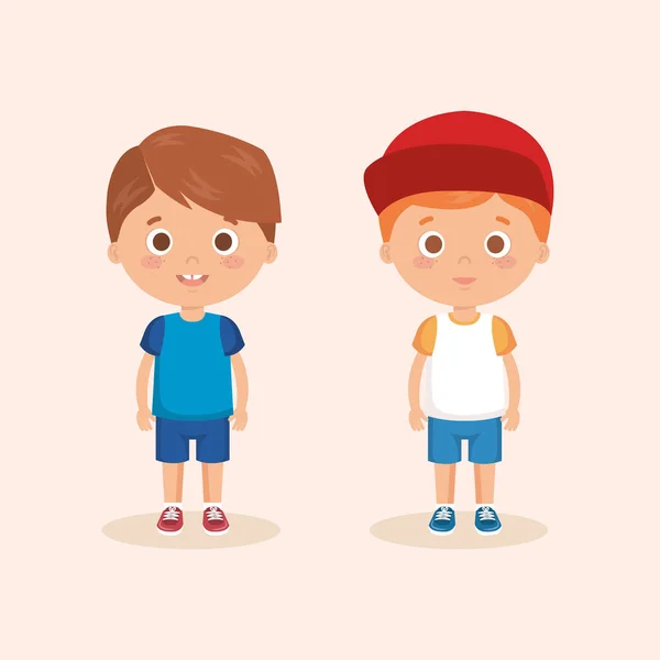 Para małe postacie chłopców — Wektor stockowy