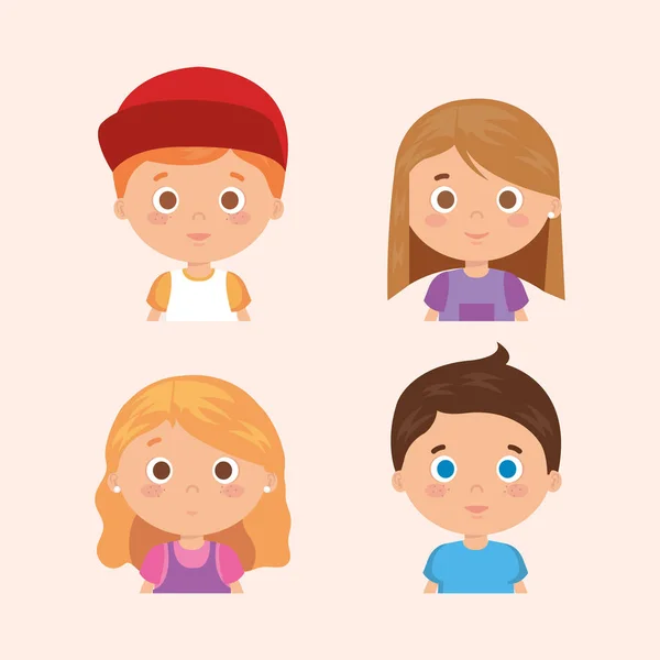 Groep Van Kleine Kinderen Personages Vector Illustratie Ontwerp — Stockvector