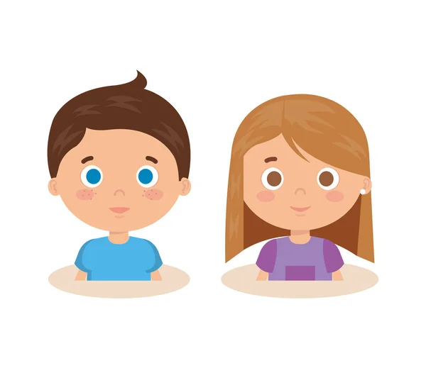 Pareja niños pequeños personajes — Vector de stock