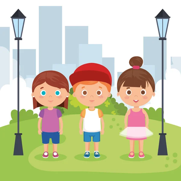 Gruppe kleiner Kinder im Park — Stockvektor