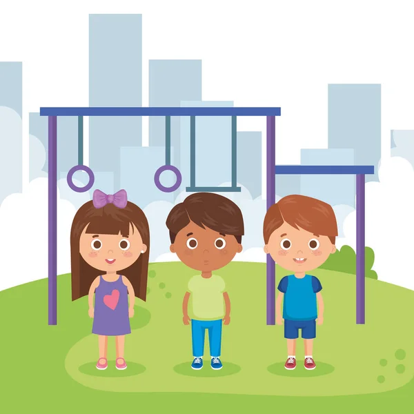 Skupina malých dětí v parku postavy — Stockový vektor