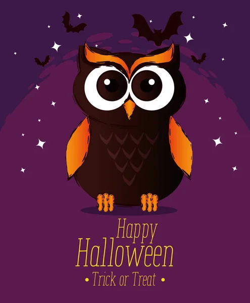 Happy halloween card with owl — Stock Vector