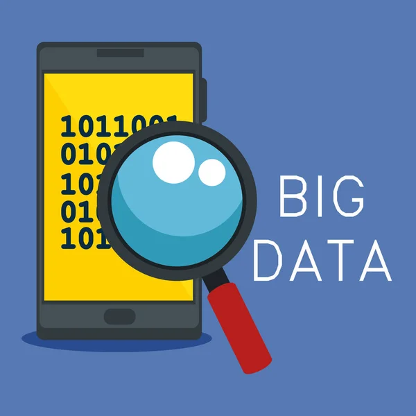 Smartphone mit Big-Data-Symbolen — Stockvektor