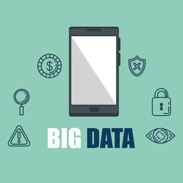 Smartphone mit Big-Data-Symbolen — Stockvektor