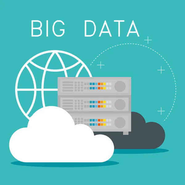 Cloud Computing mit Big Data-Symbolen — Stockvektor