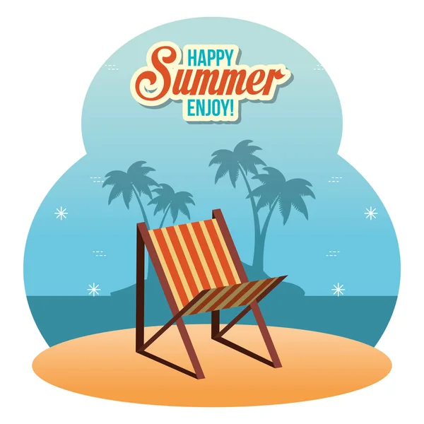 Yaz plaj sandalyesi ile zevk — Stok Vektör