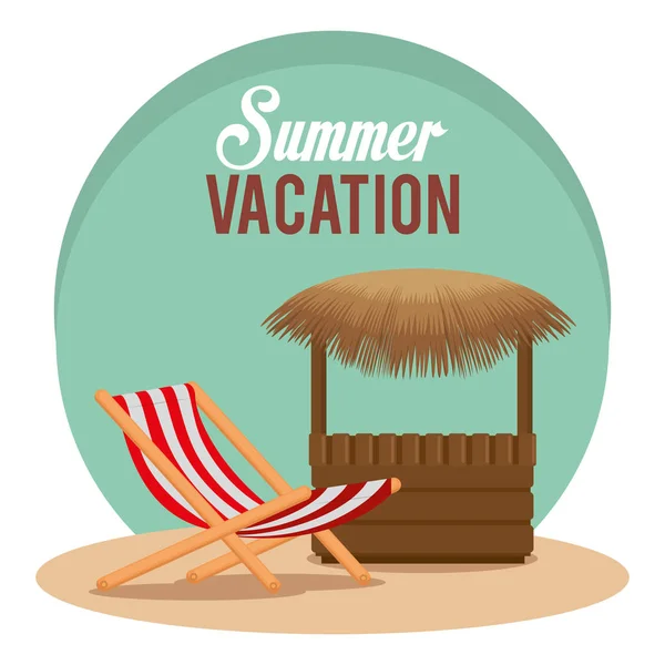 Sommerurlaub mit Strandkorb — Stockvektor