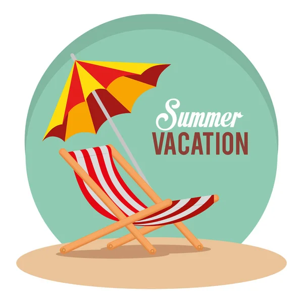 Vacaciones de verano con silla de playa — Vector de stock