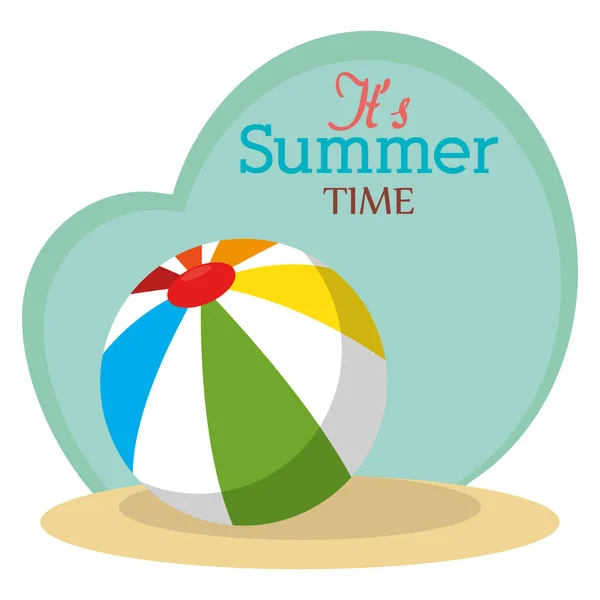 Hora de verano con globo de playa — Vector de stock