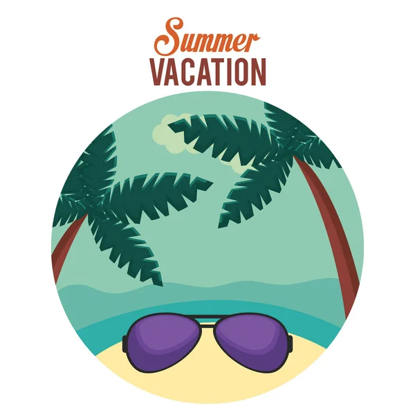 Vacaciones de verano con gafas de sol — Vector de stock