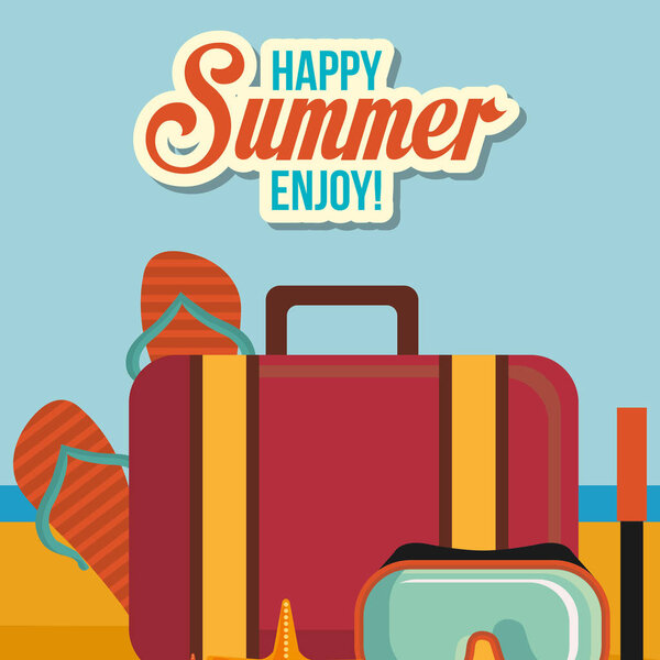 summer enjoy beach with icons