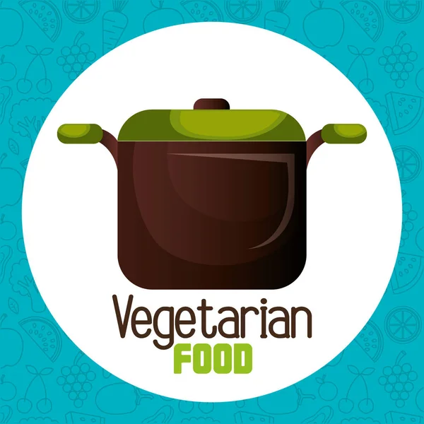 Panela de cozinha com comida vegetariana — Vetor de Stock