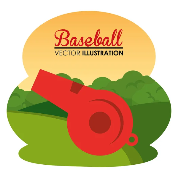 Baseball sport med domare visselpipa — Stock vektor