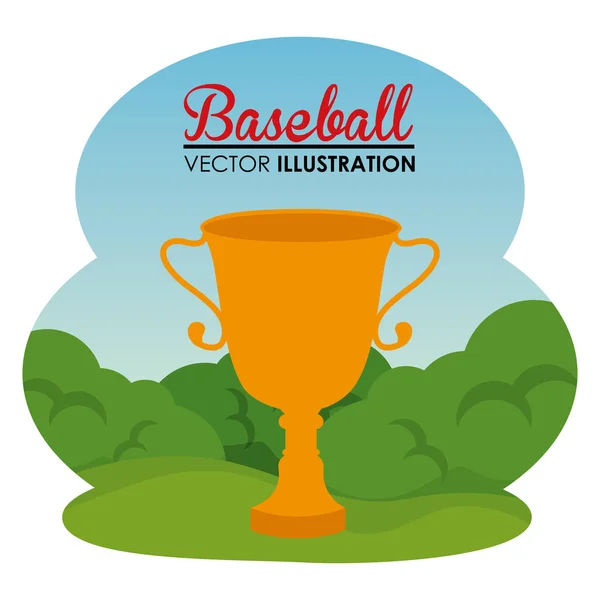 Honkbal sport met trofee kop — Stockvector