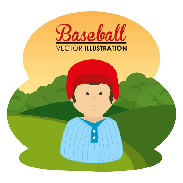 Beyzbol spor oyuncu karakteri — Stok Vektör