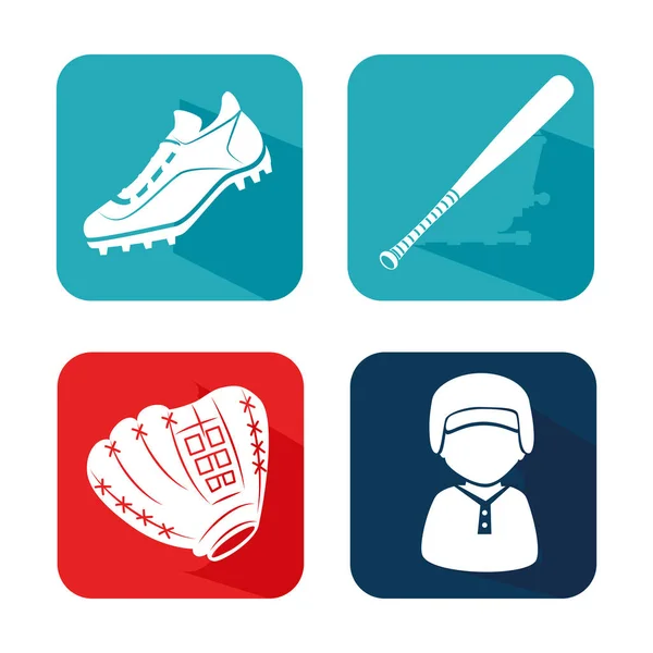 Béisbol deporte conjunto iconos — Vector de stock