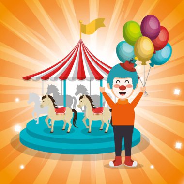 Atlıkarınca sirk gösterisi ile palyaço