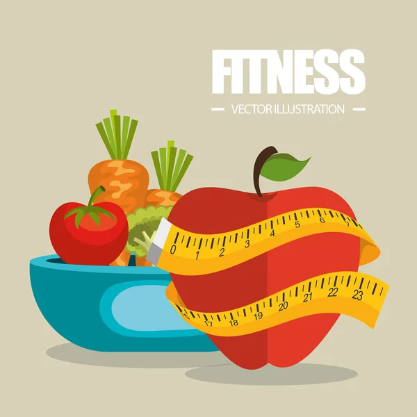 Healthy food and fitness icons — Stock Vector
