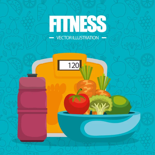 Gezonde voeding en fitness-pictogrammen — Stockvector