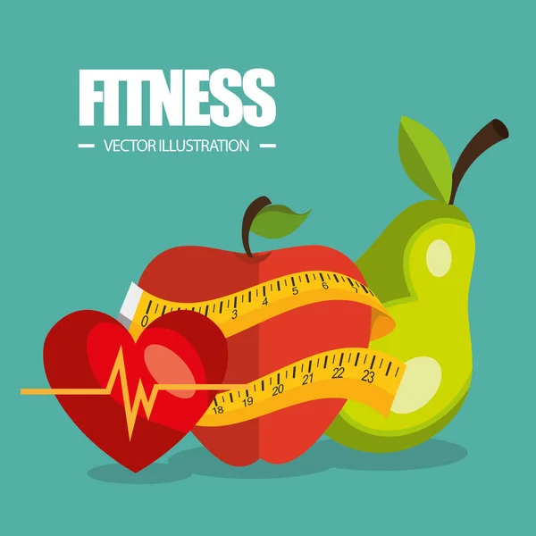 Cibo sano e icone del fitness — Vettoriale Stock