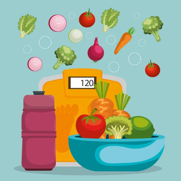 健康食品和健身图标 — 图库矢量图片