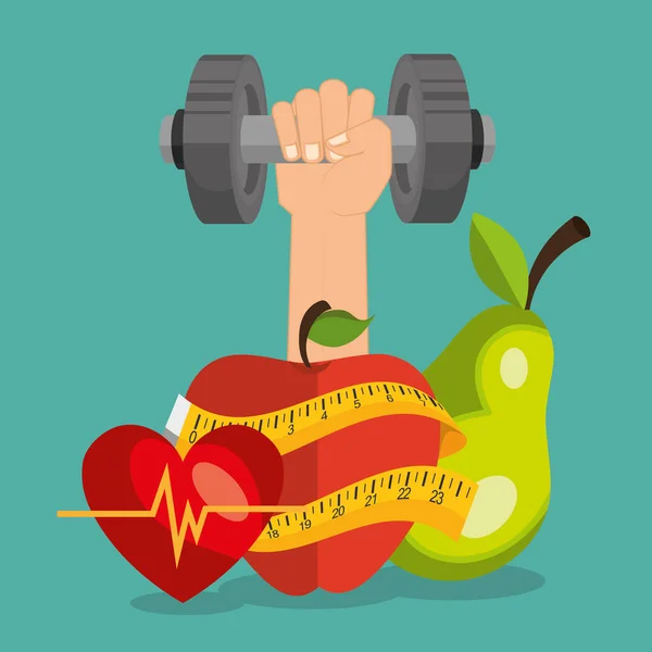 Gesunde Ernährung und Fitness-Ikonen — Stockvektor