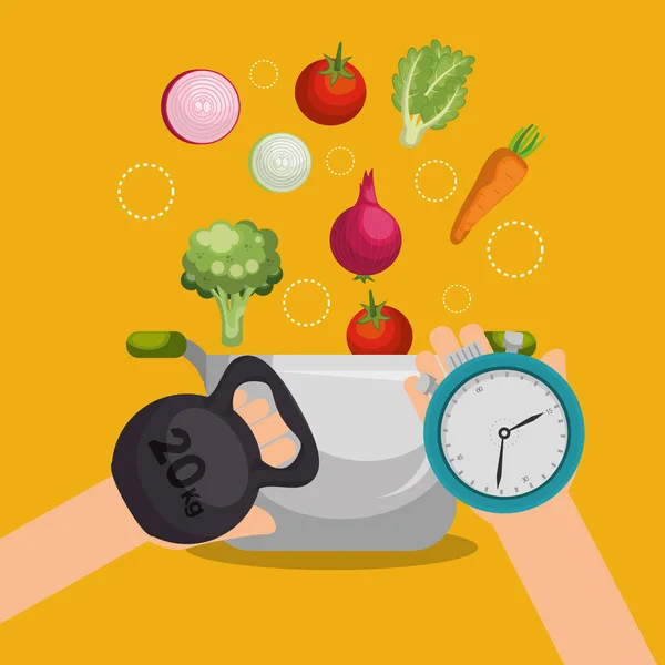 Healthy food and fitness icons — Stock Vector