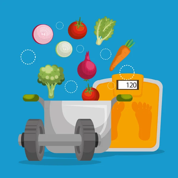 Gesunde Ernährung Und Fitness Symbole Vektor Illustration Design — Stockvektor