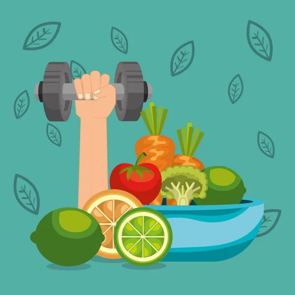 Healthy food and fitness icons — Stock Vector