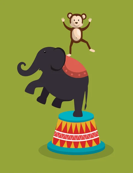 Elefante circo spettacolo icone — Vettoriale Stock