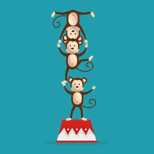 Monkeys circus show icons — Stock Vector